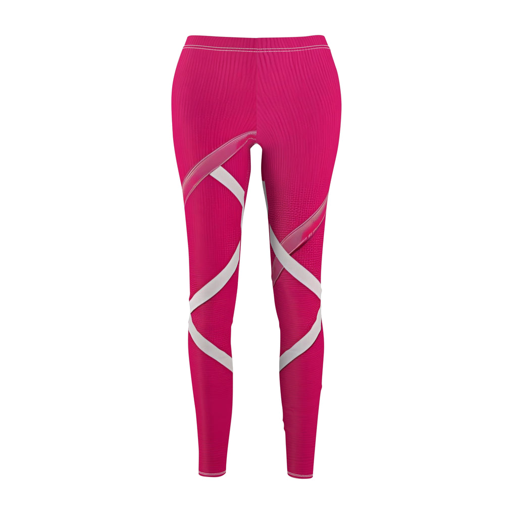 Stylish Women's Cut & Sew Casual Leggings with Unique Design in Bright Pink