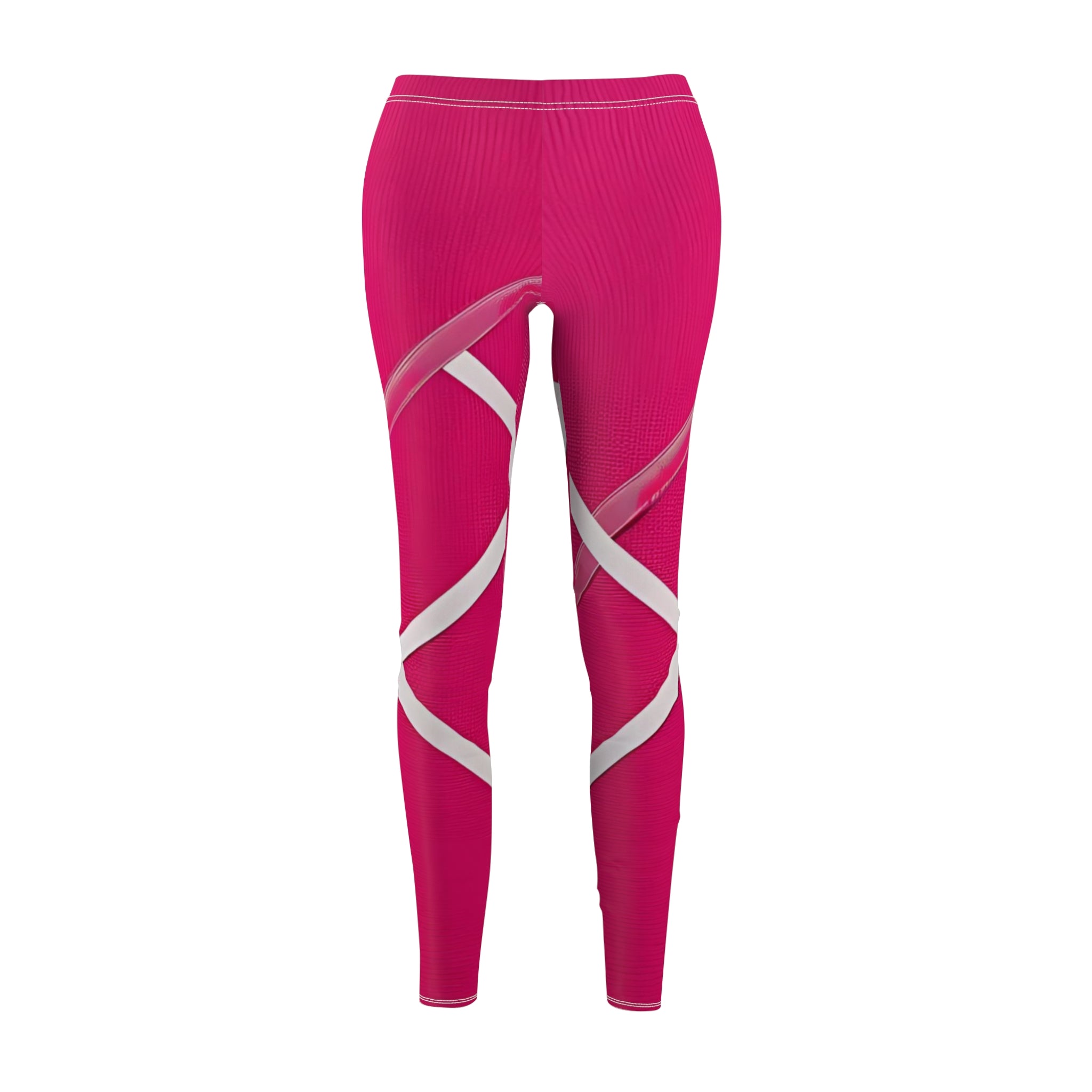 Stylish Women's Cut & Sew Casual Leggings with Unique Design in Bright Pink