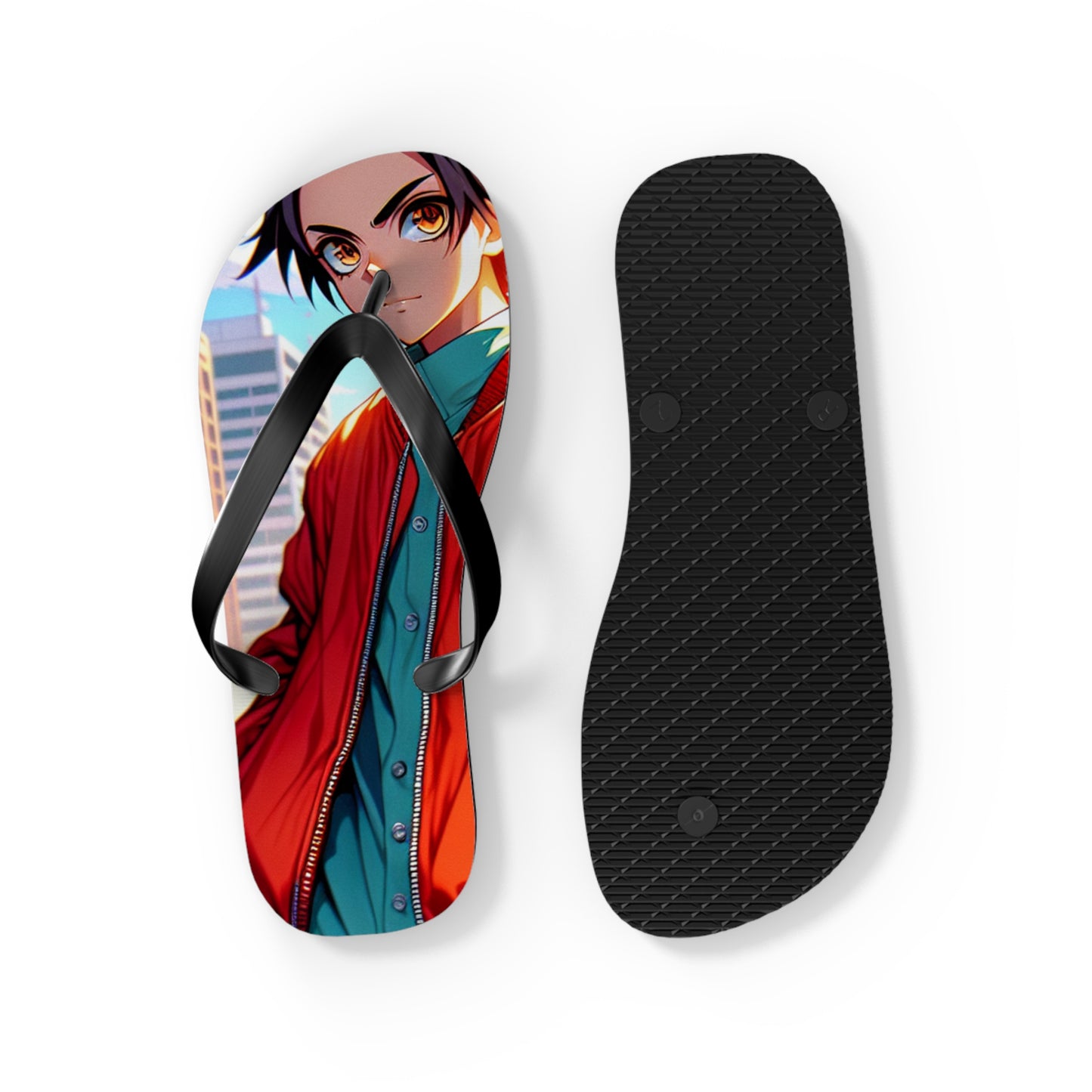 Anime-Inspired Flip Flops, Summer Beach Footwear, Fun Casual Sandals, Unique Gifts for Anime Fans, Vibrant Flip Flops for Beach Trips