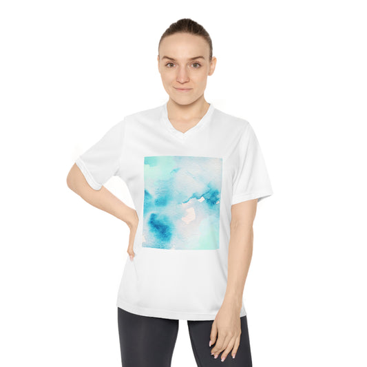 Women's Performance V-Neck T-Shirt - Cool Watercolor Design