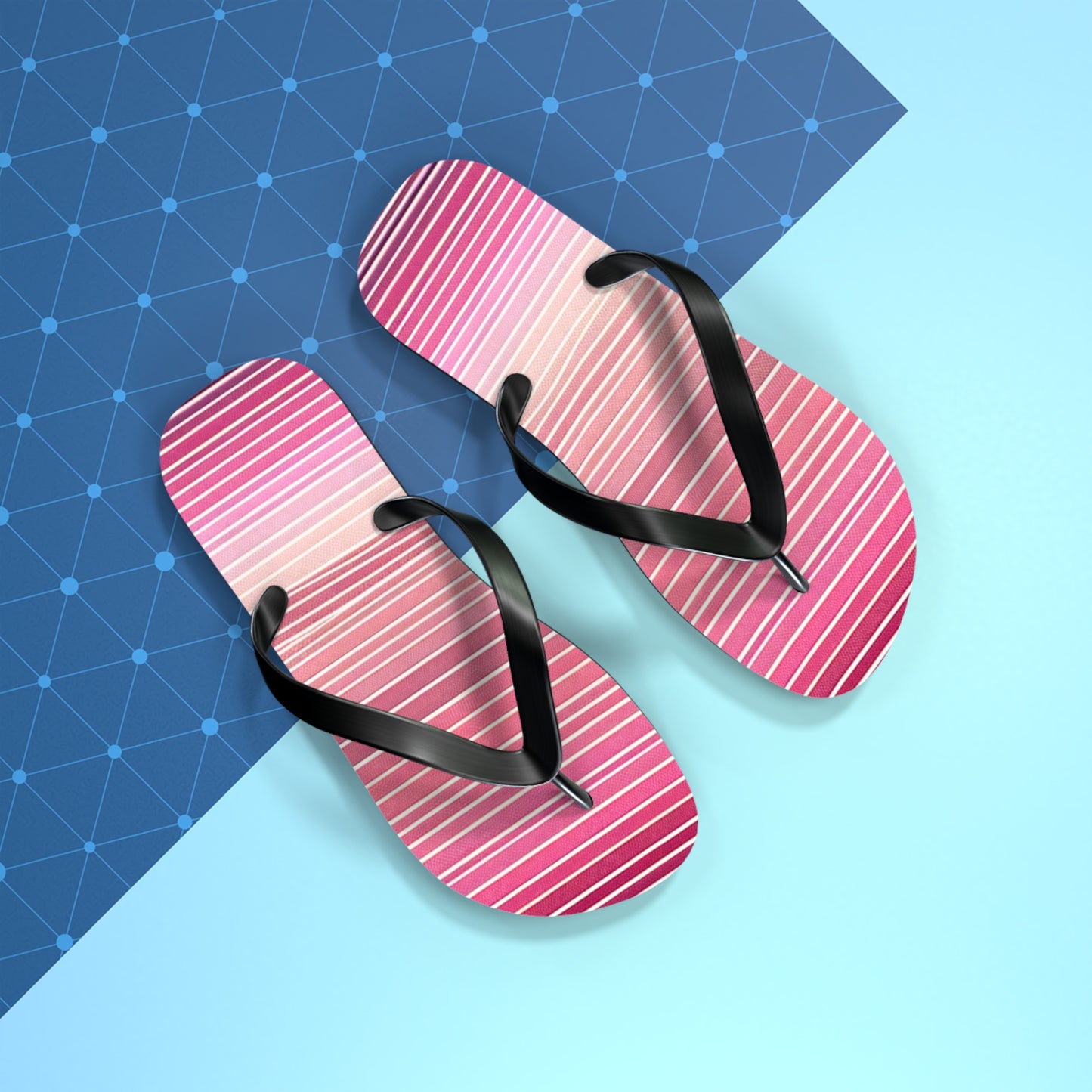 Trendy Pink Striped Flip Flops | Summer Beach Footwear, Vacation Sandals, Poolside Accessories, Womens Slip-Ons, Gift for Her