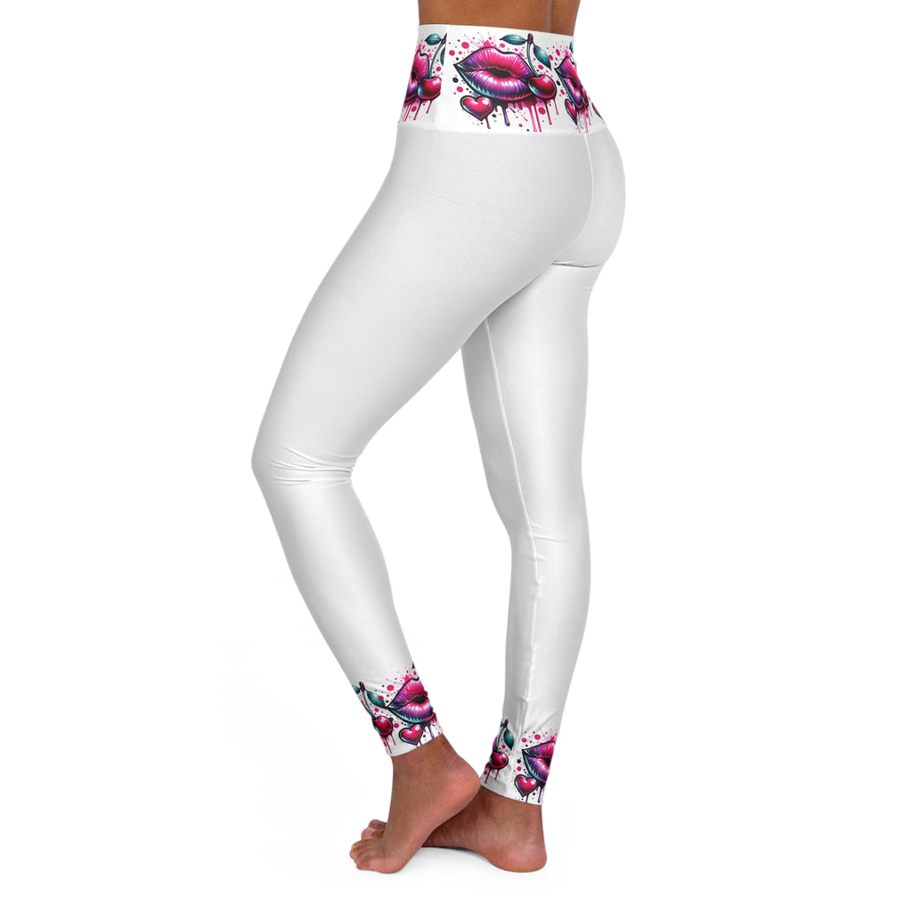 Artistic High Waisted Yoga Leggings - Trendy Workout Wear with Unique Design