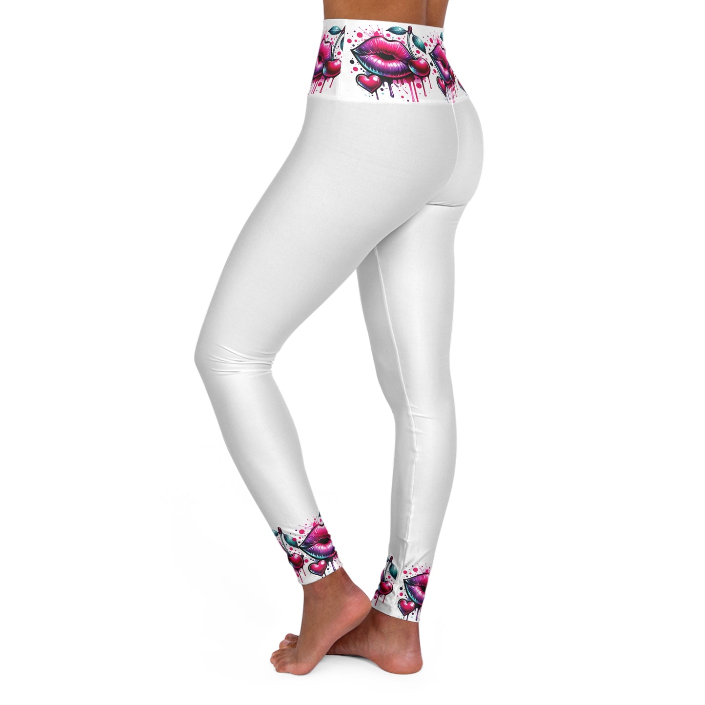 Artistic High Waisted Yoga Leggings - Trendy Workout Wear with Unique Design