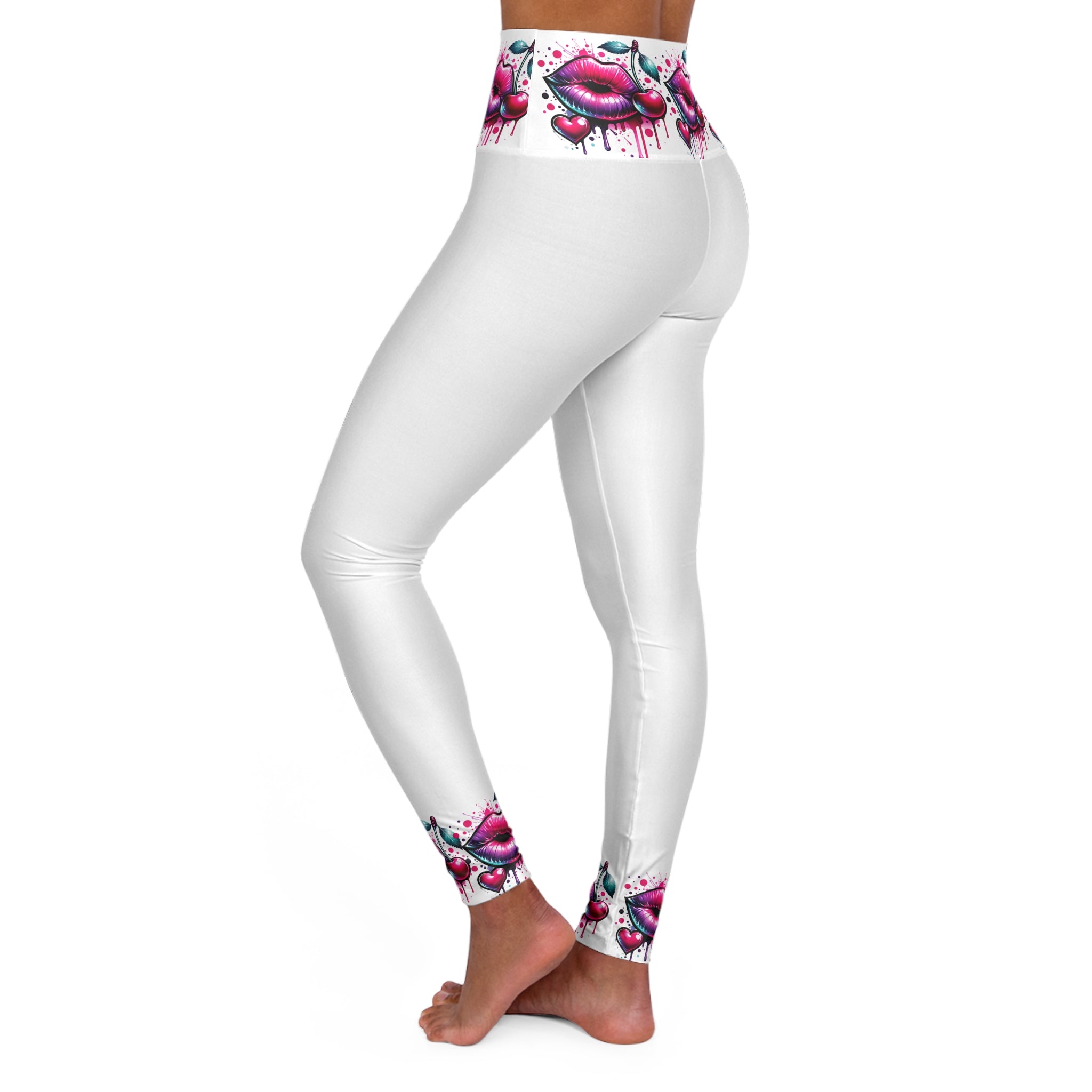 Artistic High Waisted Yoga Leggings - Trendy Workout Wear with Unique Design
