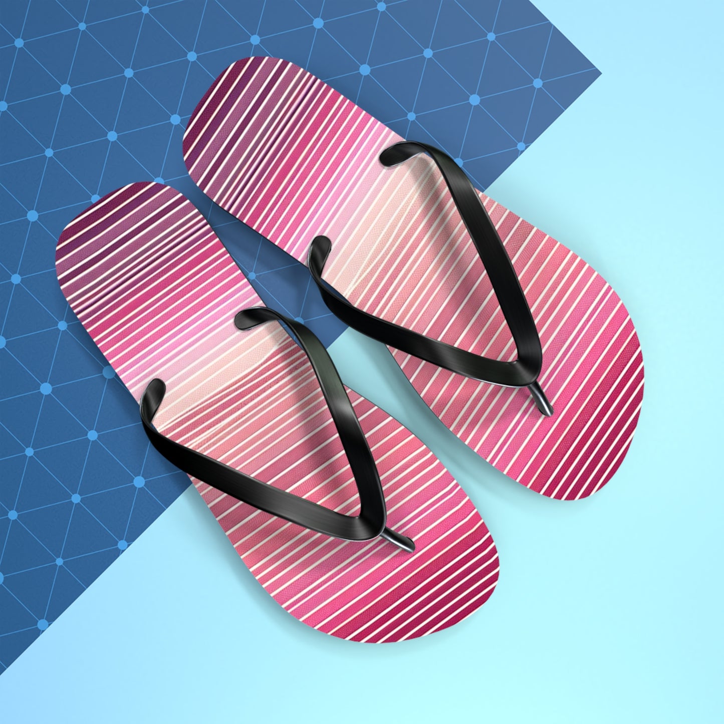 Trendy Pink Striped Flip Flops | Summer Beach Footwear, Vacation Sandals, Poolside Accessories, Womens Slip-Ons, Gift for Her