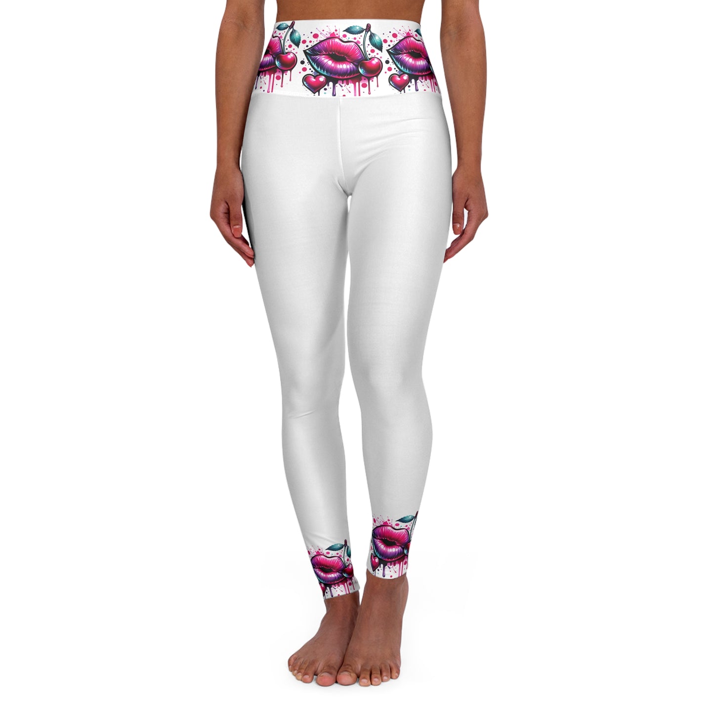 Artistic High Waisted Yoga Leggings - Trendy Workout Wear with Unique Design