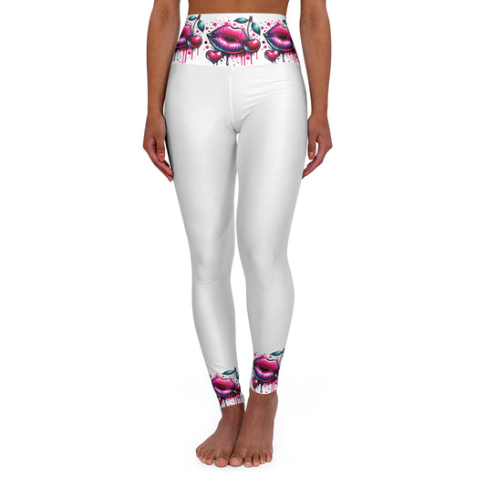 Artistic High Waisted Yoga Leggings - Trendy Workout Wear with Unique Design