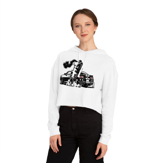 Fierce & Free Women’s Cropped Hooded Sweatshirt - Smoky Car Design