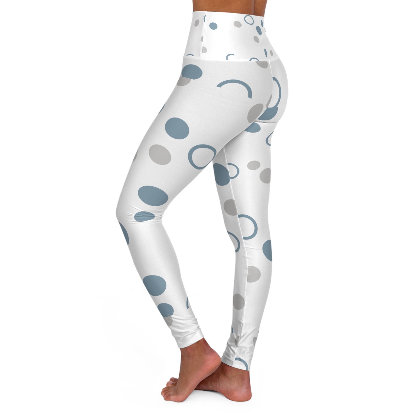 Trendy High Waisted Yoga Leggings with Modern Polka Dot Design