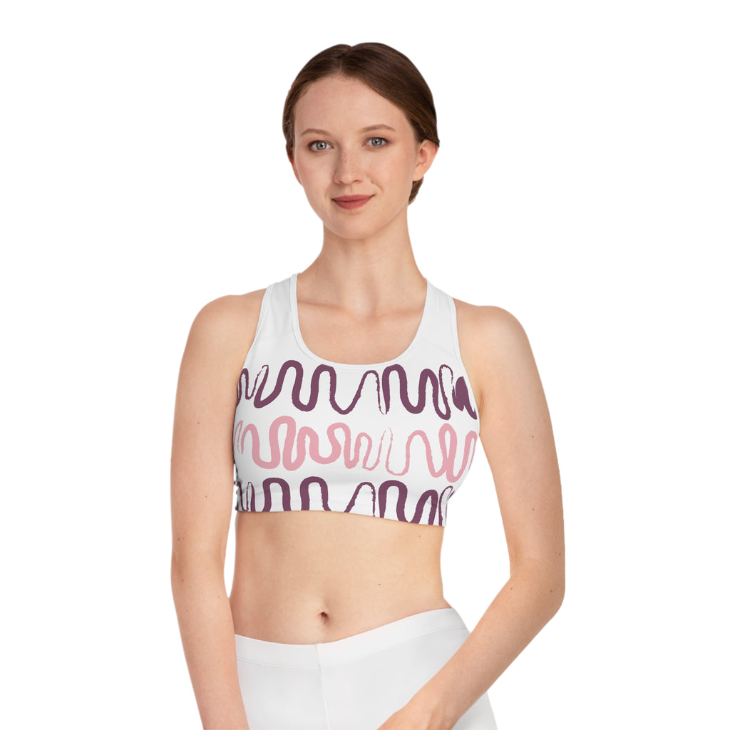 Abstract Waves Sports Bra - Stylish Athletic Wear for Yoga and Fitness
