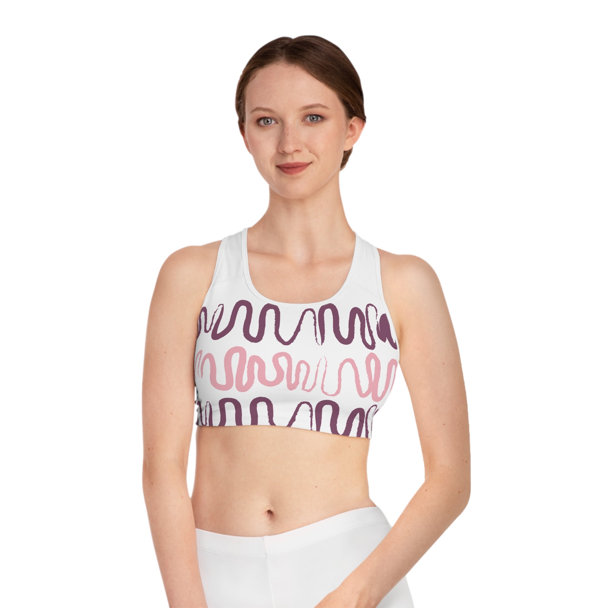 Abstract Waves Sports Bra - Stylish Athletic Wear for Yoga and Fitness