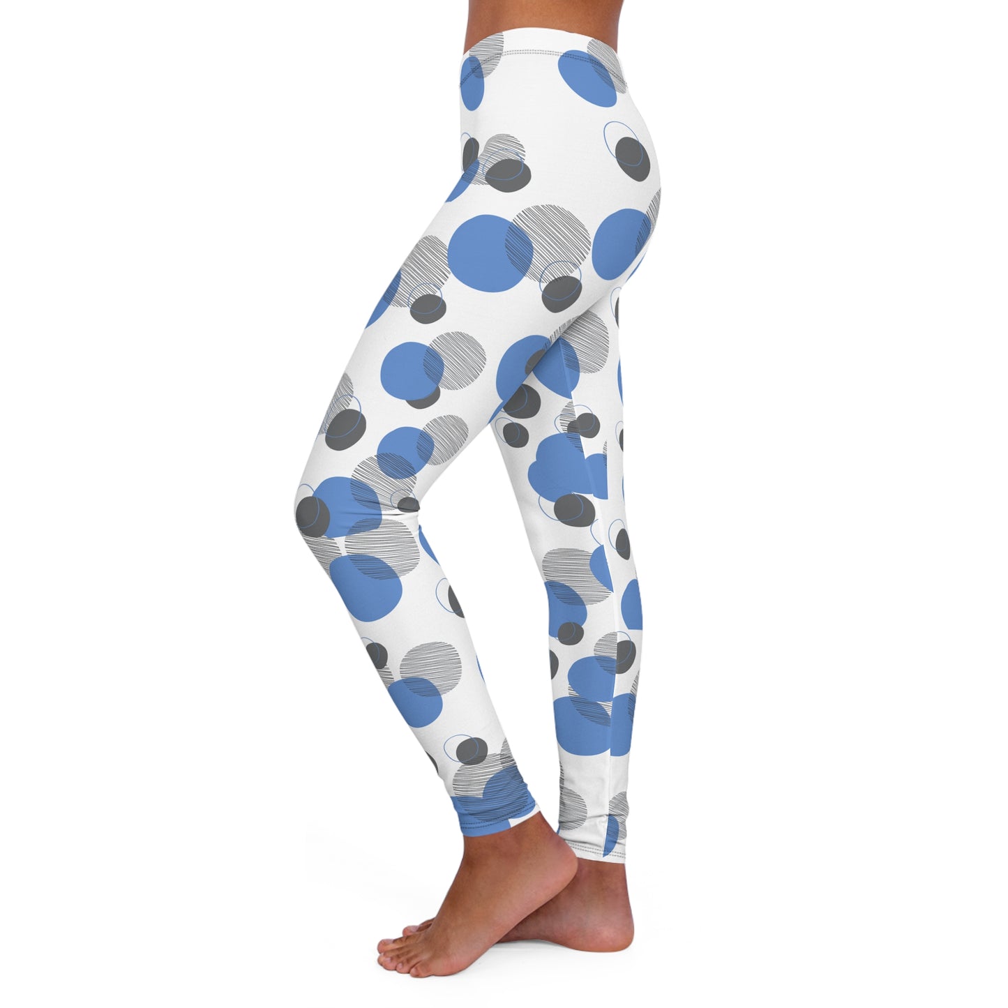 Trendy Blue Polka Dot Women's Casual Leggings