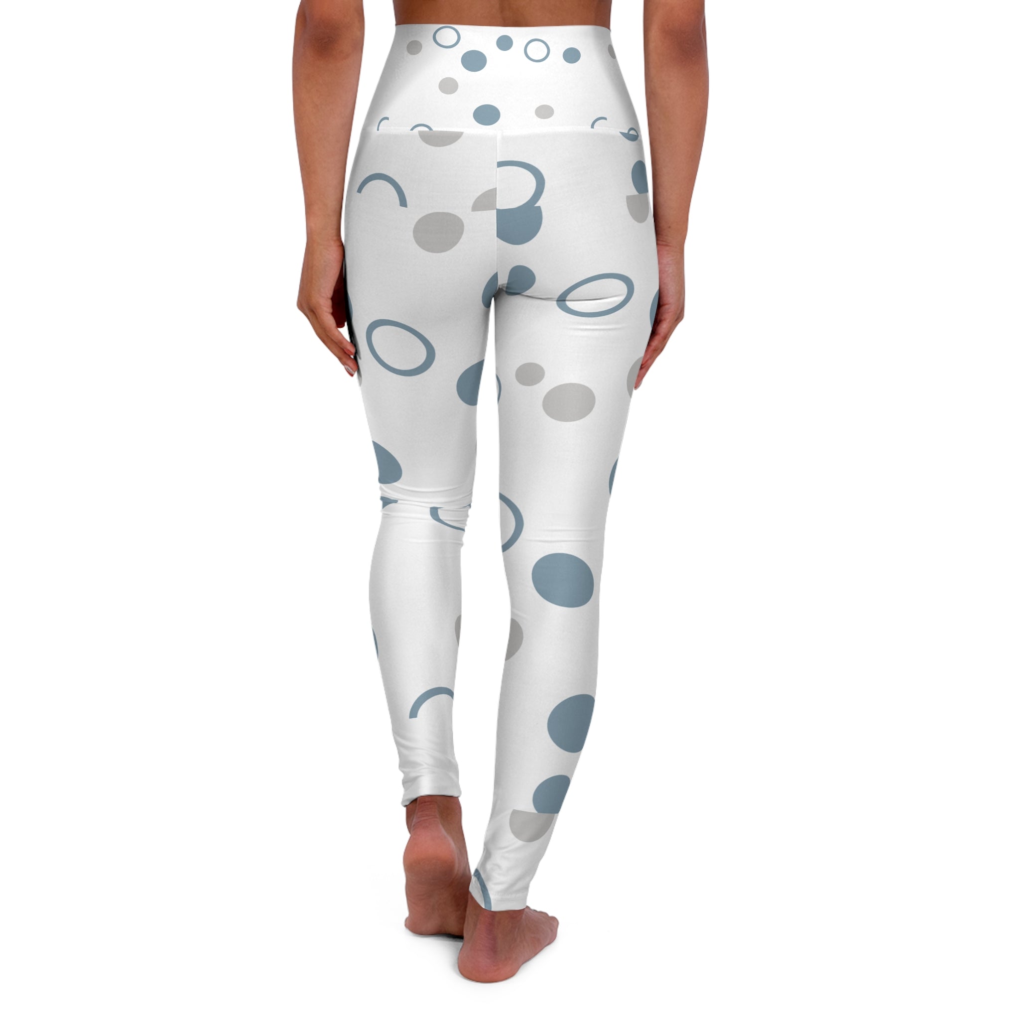 Trendy High Waisted Yoga Leggings with Modern Polka Dot Design