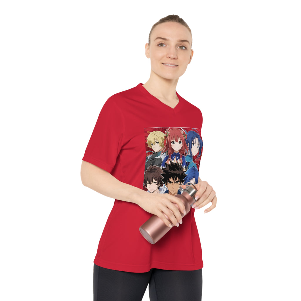 Anime-Inspired Women's V-Neck Performance Tee - Perfect for Fans & Activewear