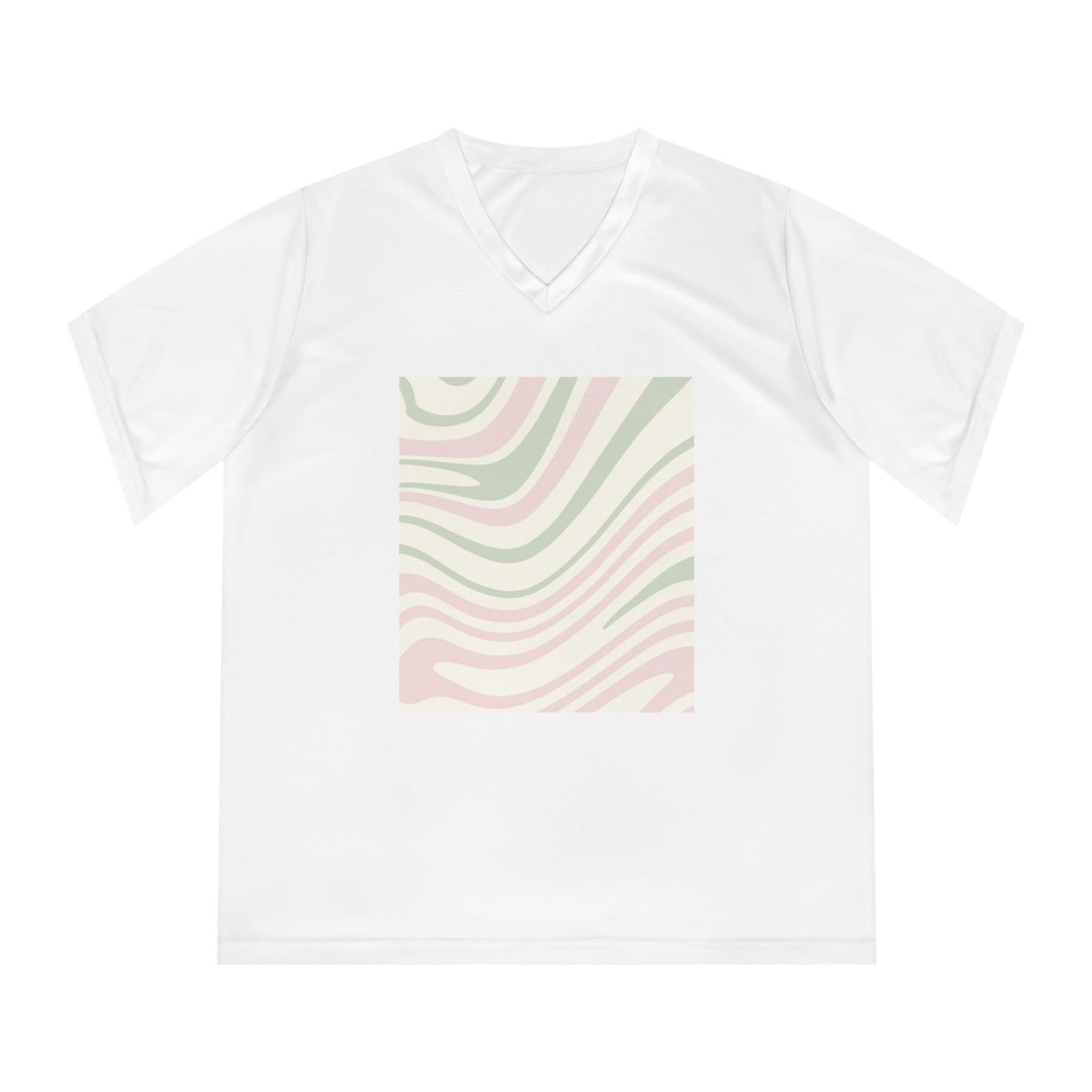 Women’s Performance V-Neck T-Shirt - Elegant Pastel Waves Design for Active Lifestyle