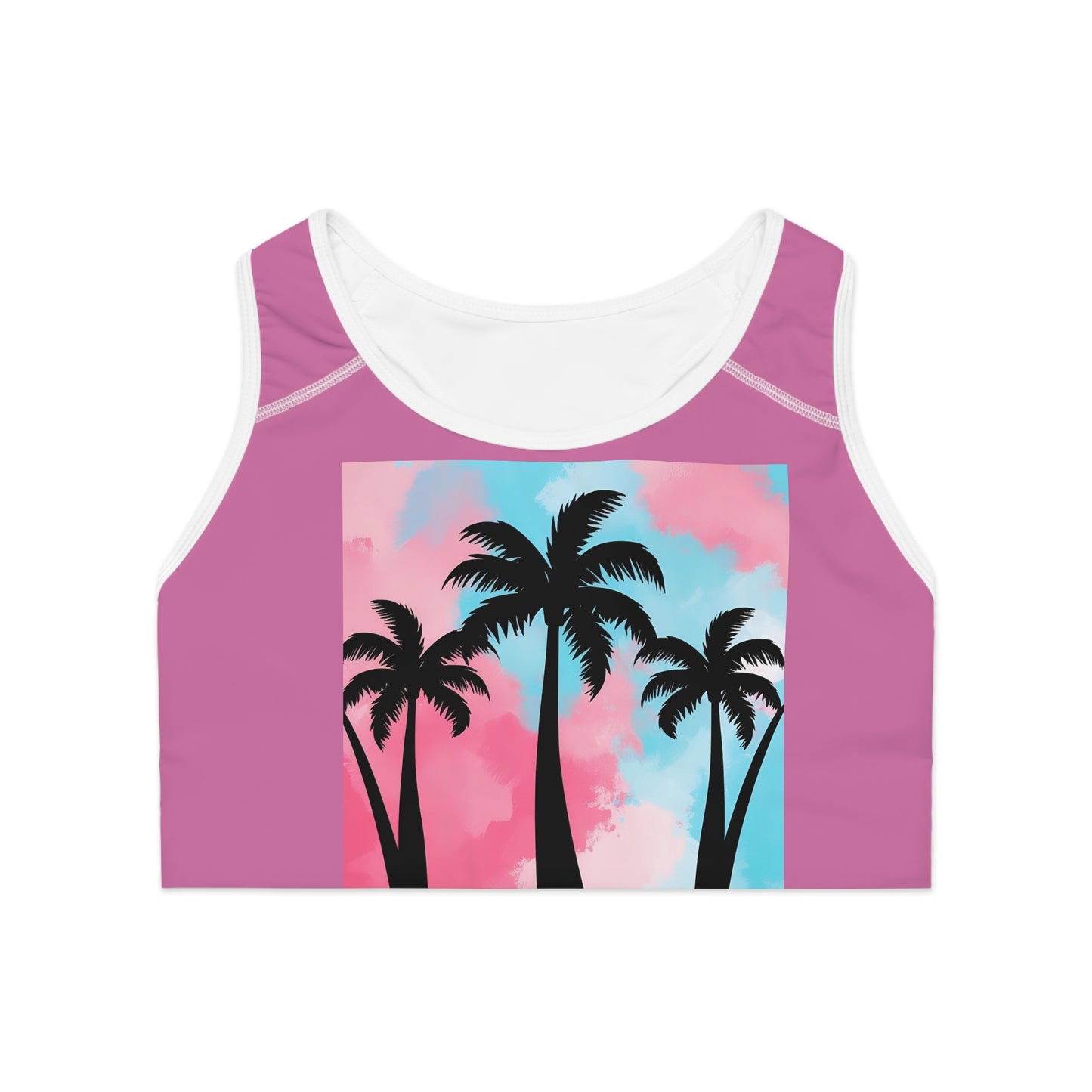 Tropical Vibe Sports Bra | Palm Tree Print Activewear for Yoga & Fitness