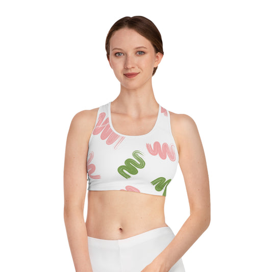 Colorful Abstract Sports Bra with Swirls