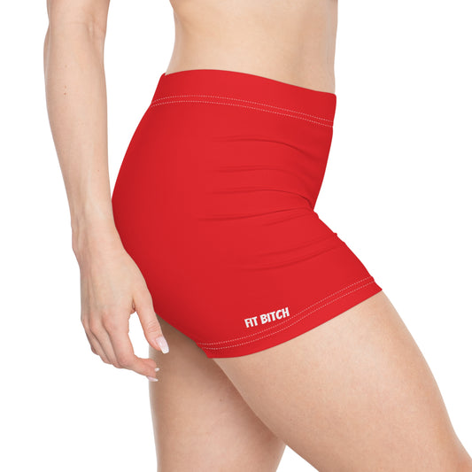 Bold Red Women's Athletic Shorts | Fitness, Sportswear, Swimwear, Summer Vibes, Outdoor Adventures, Casual Comfort