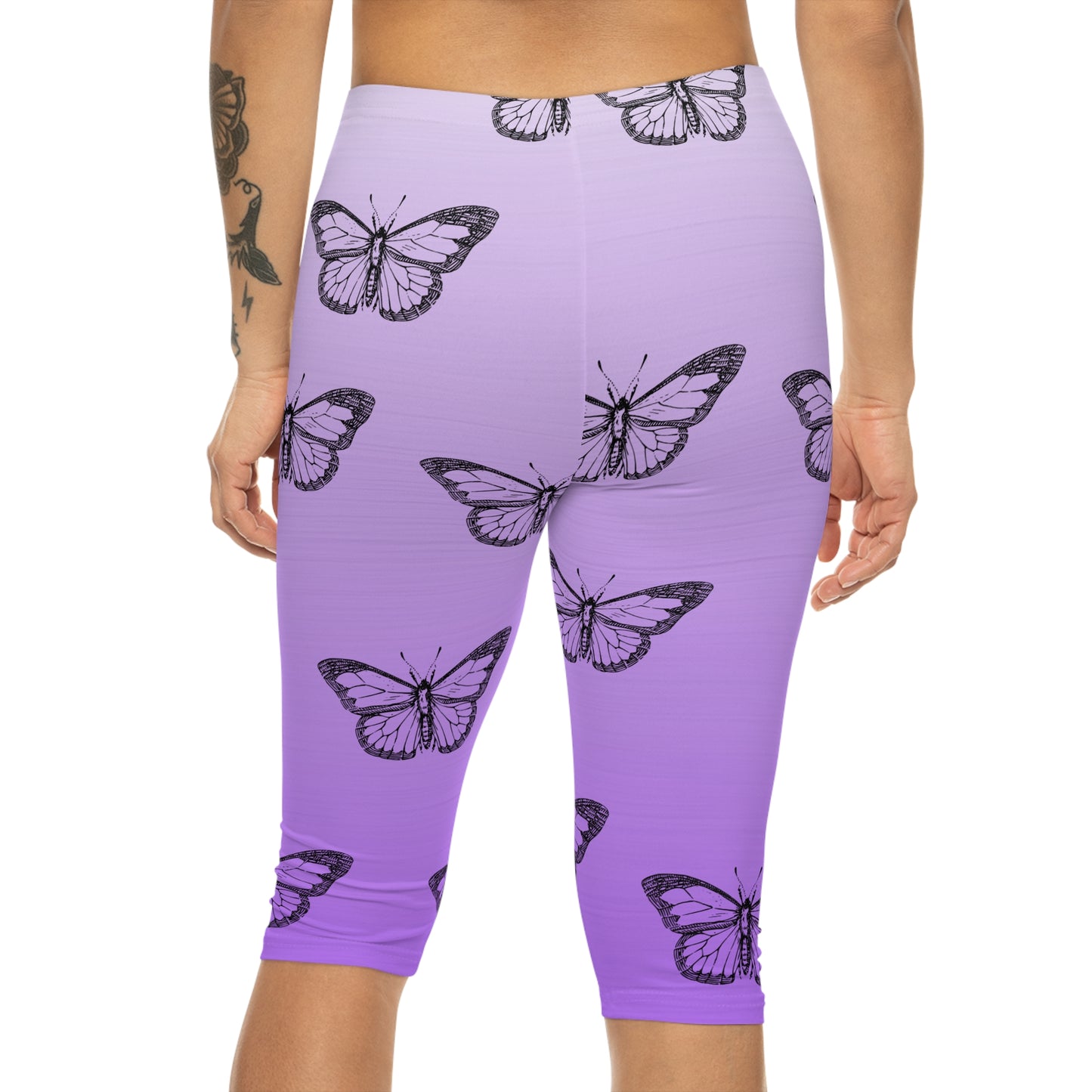 Butterfly Print Women’s Capri Leggings - Stylish & Comfortable Activewear