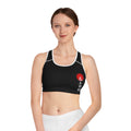 Japanese-Inspired Sports Bra with Kanji Design for Active Women