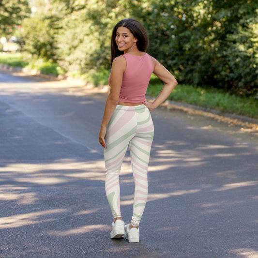 Trendy Women's Spandex Leggings with Minimalist Wave Design