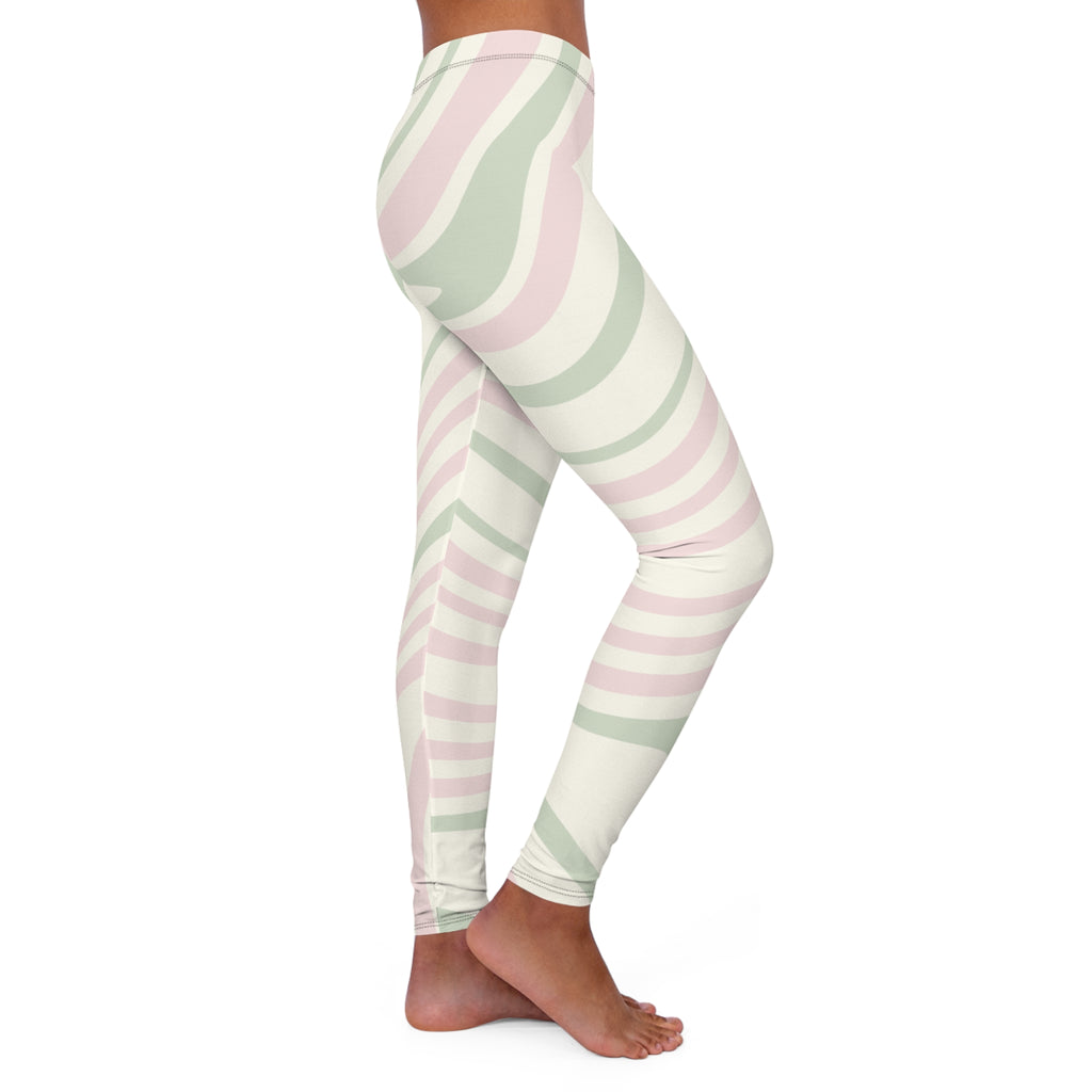 Trendy Women's Spandex Leggings with Minimalist Wave Design