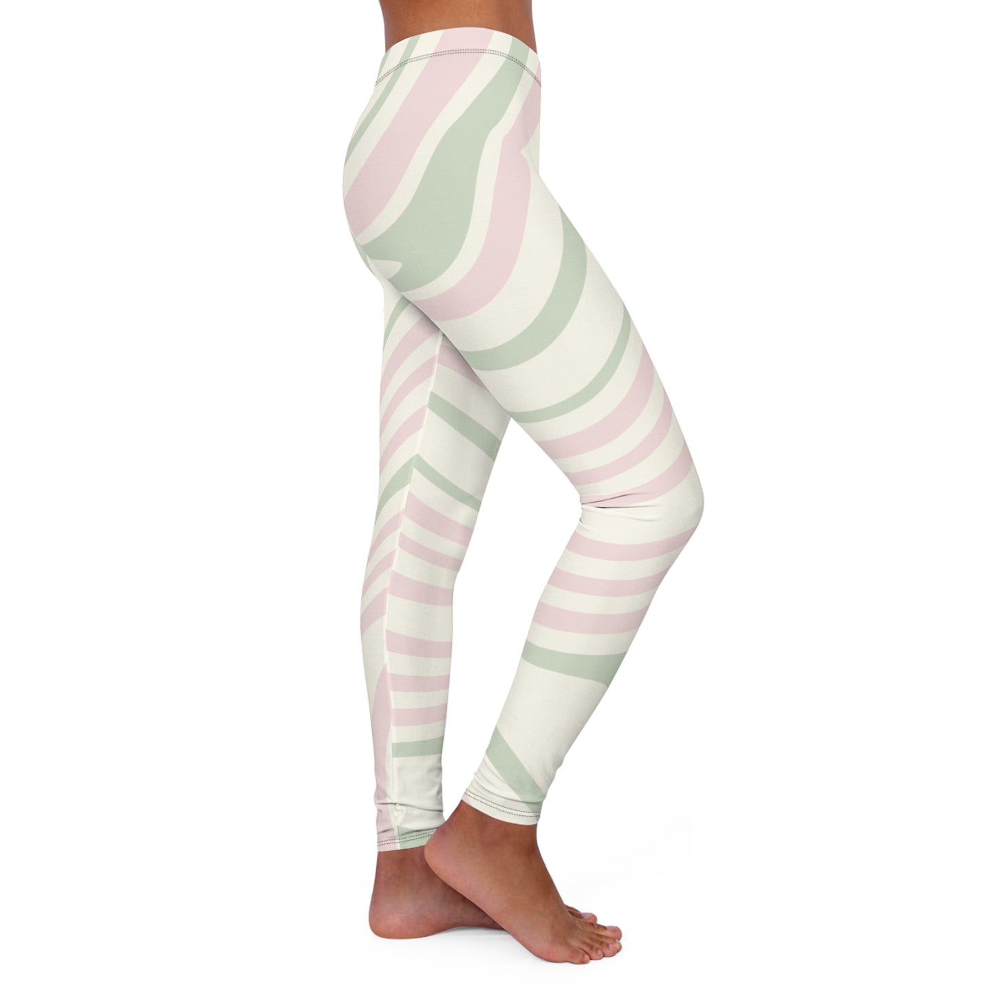 Trendy Women's Spandex Leggings with Minimalist Wave Design