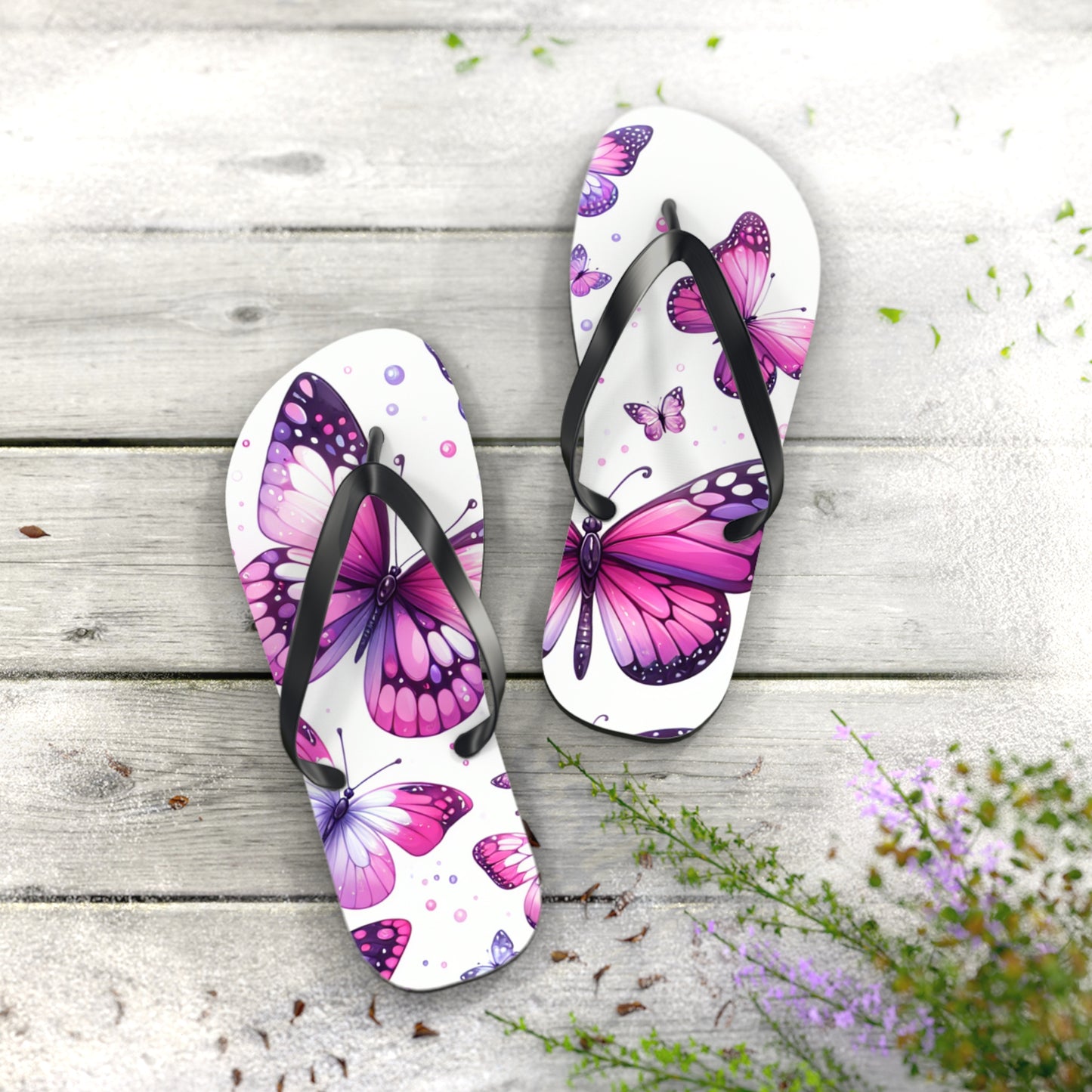 Butterfly Flip Flops - Summer Beach Sandals, Vacation Footwear, Gift for Her, Outdoor Fun, Festival Essentials, Poolside Vibes