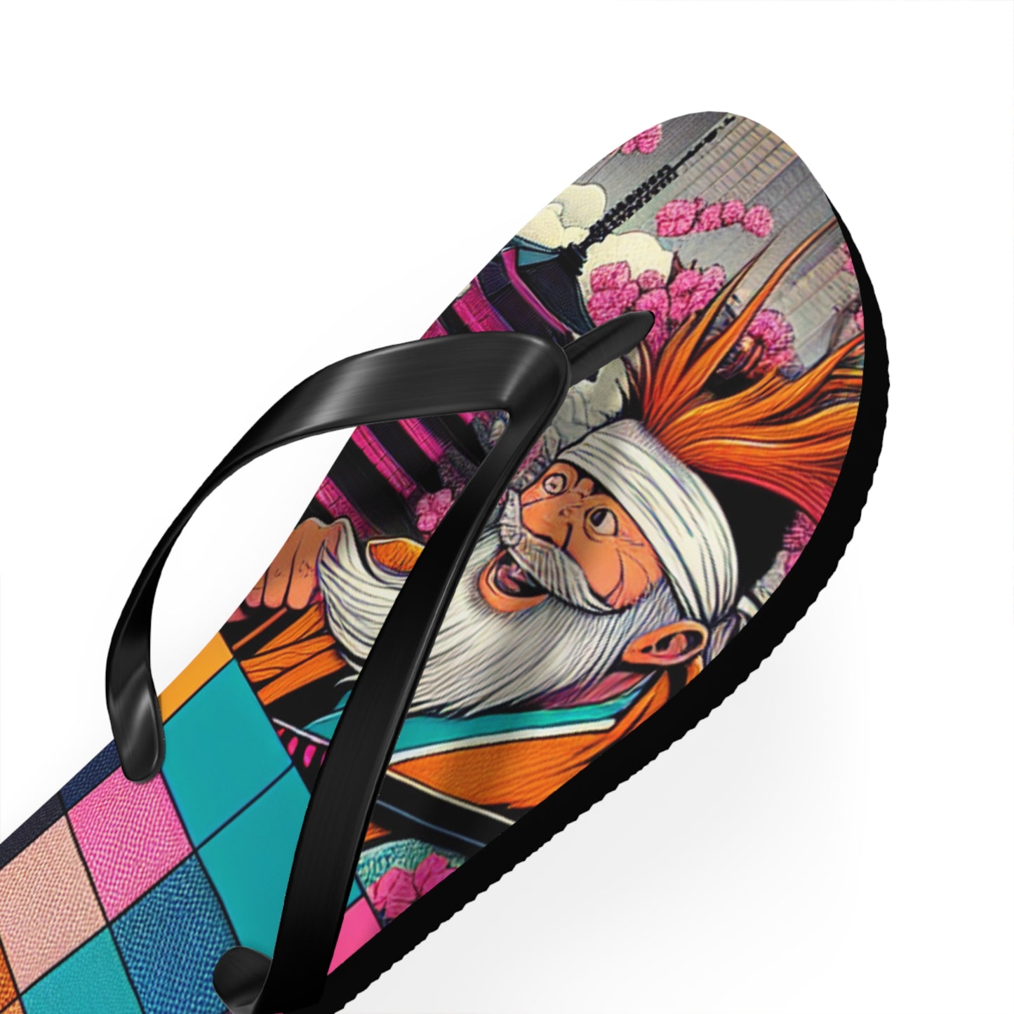 Colorful Artistic Flip Flops, Summer Beach Footwear, Cute Vacation Sandals, Trendy Beachwear, Gift for Her