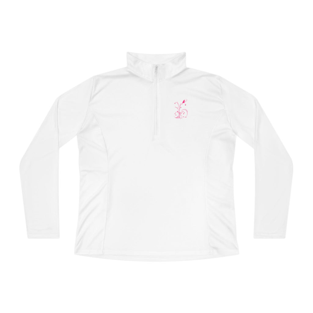 Ladies Floral Quarter-Zip Pullover - Lightweight Activewear for Sports & Leisure