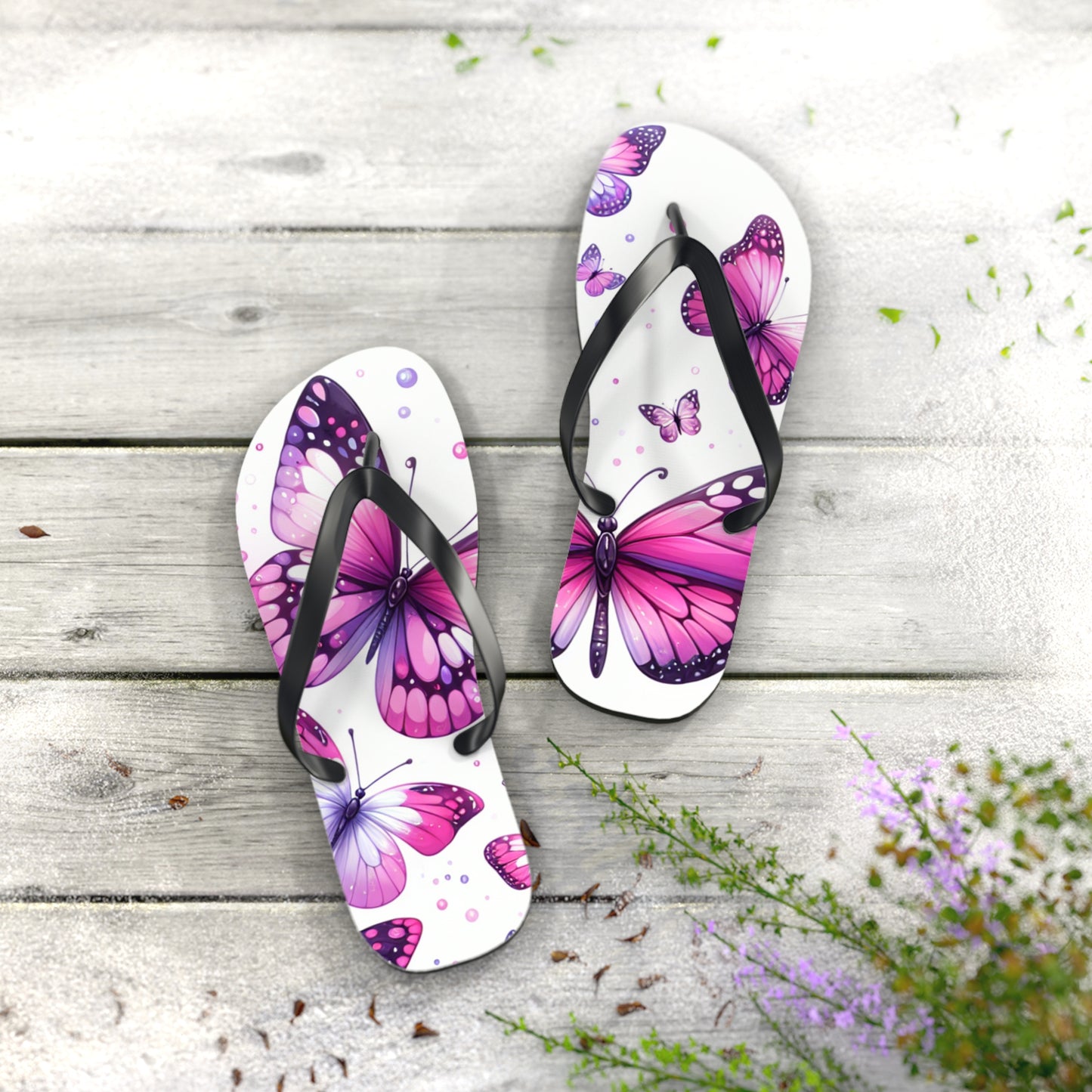 Butterfly Flip Flops - Summer Beach Sandals, Vacation Footwear, Gift for Her, Outdoor Fun, Festival Essentials, Poolside Vibes