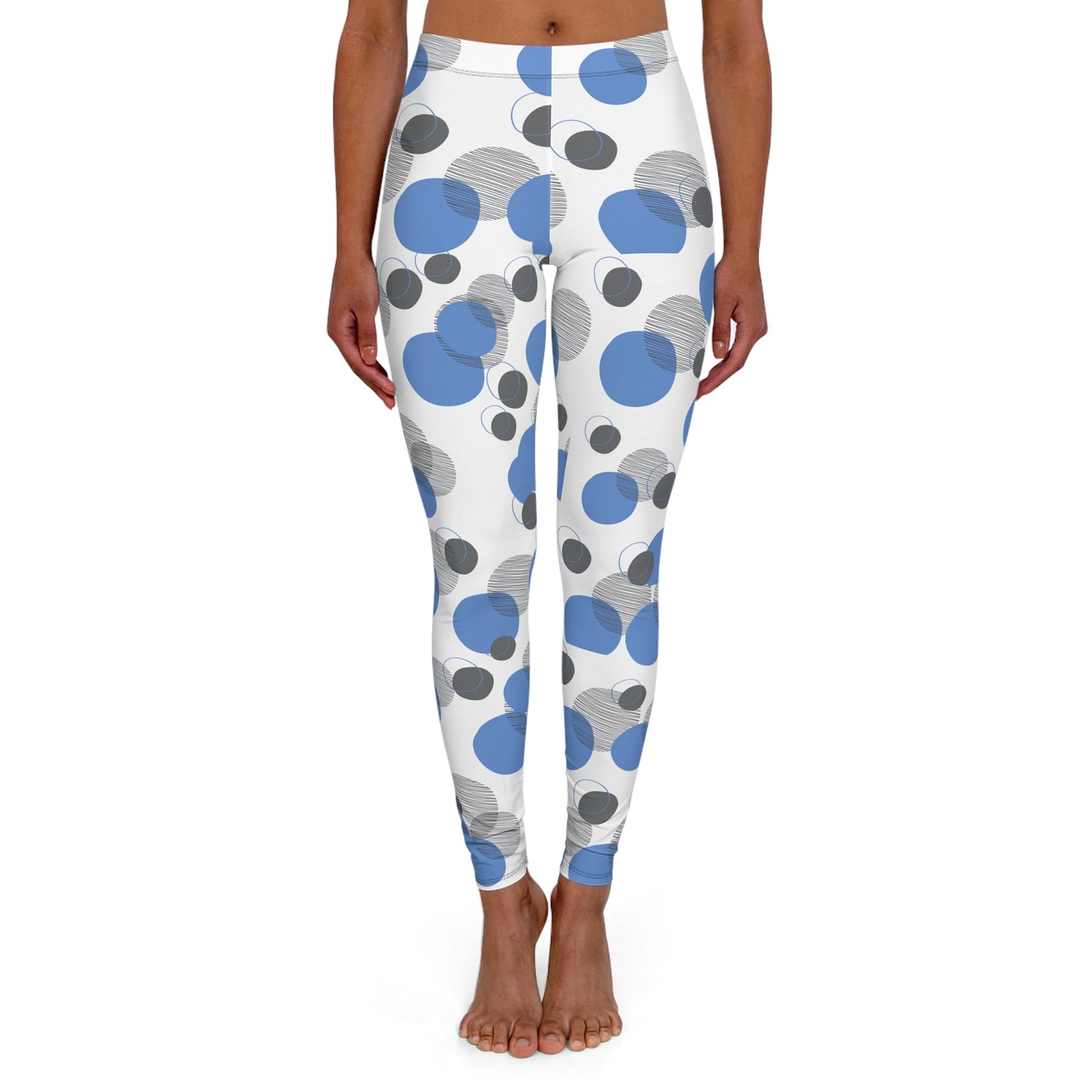 Trendy Blue Polka Dot Women's Casual Leggings