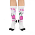 Funny Cherry-Themed Cushioned Crew Socks -"Hot Fit Bitch, Cherry Times"
