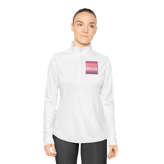 Ladies Quarter-Zip Pullover with Sunset Design - Perfect for Active Lifestyle
