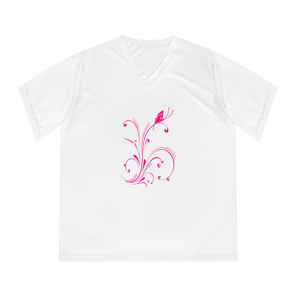Floral Women's Performance V-Neck T-Shirt – Activewear for Fitness & Everyday