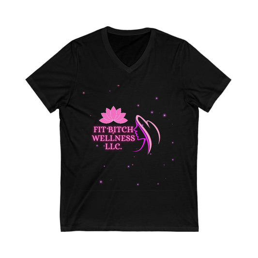 Fit B*tch Wellness V-Neck Tee - Unisex Short Sleeve Shirt for Empowerment and Self-Care