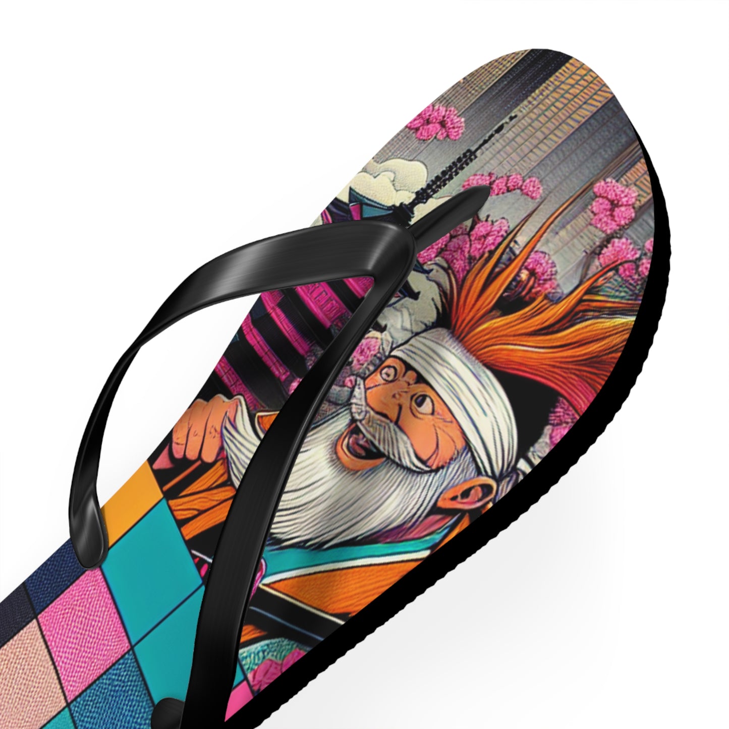 Colorful Artistic Flip Flops, Summer Beach Footwear, Cute Vacation Sandals, Trendy Beachwear, Gift for Her