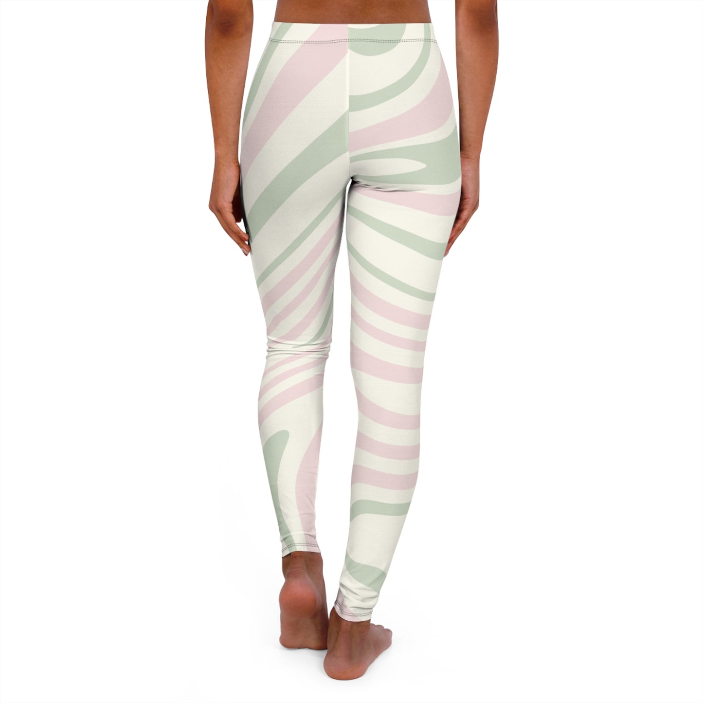 Trendy Women's Spandex Leggings with Minimalist Wave Design