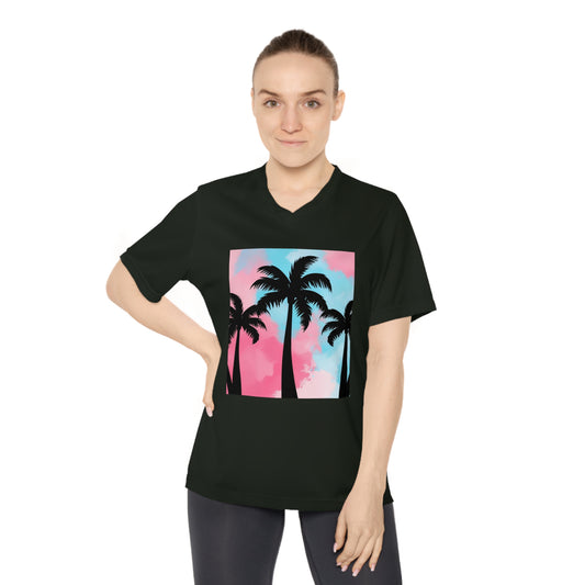 Tropical V-Neck Performance T-Shirt for Women - Stylish & Comfortable