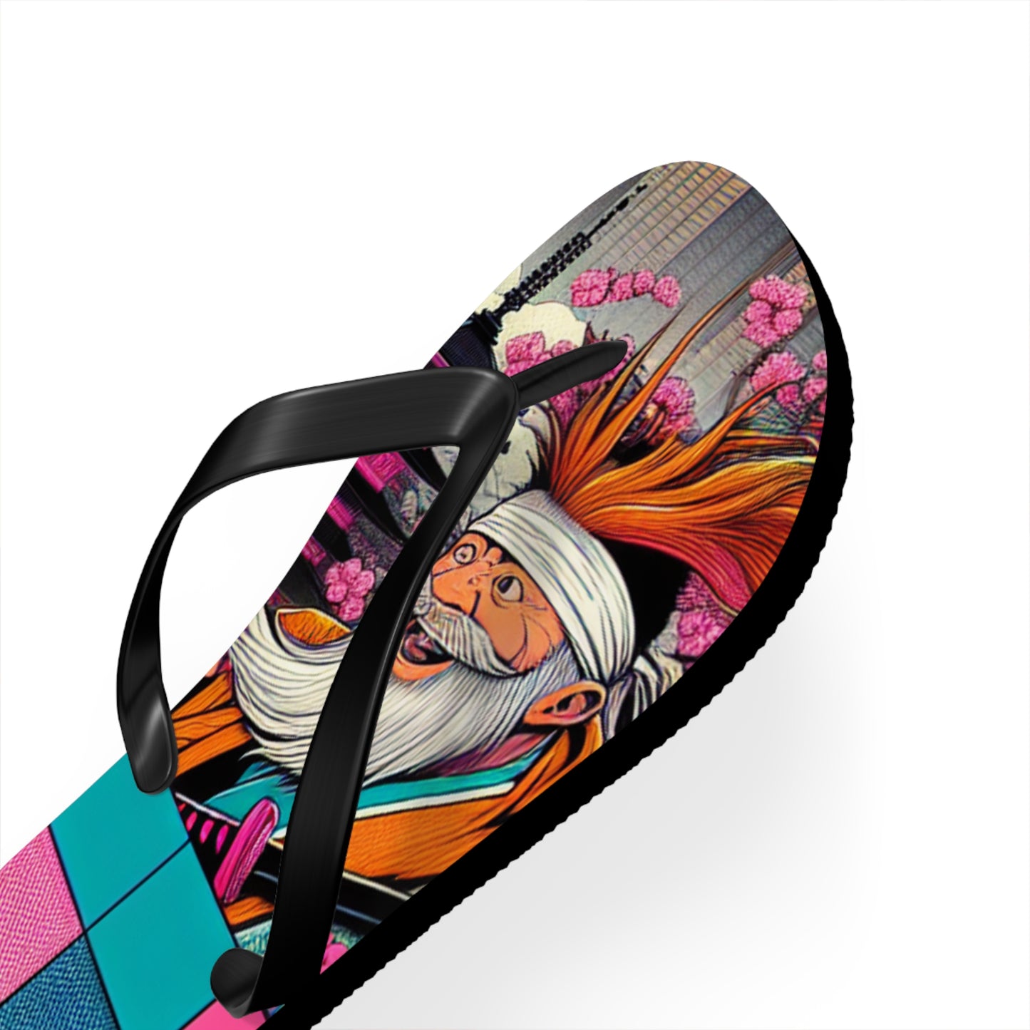 Colorful Artistic Flip Flops, Summer Beach Footwear, Cute Vacation Sandals, Trendy Beachwear, Gift for Her