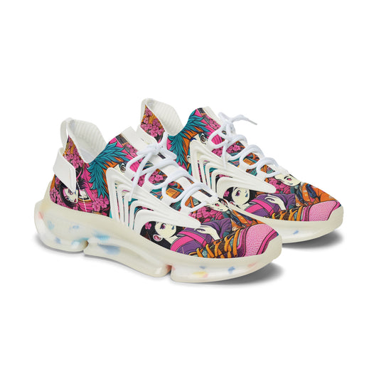 Colorful Women's Mesh Sneakers, Unique Athletic Footwear, Fun Casual Shoes, Street Style Sneakers, Fashionable Women's Sneakers