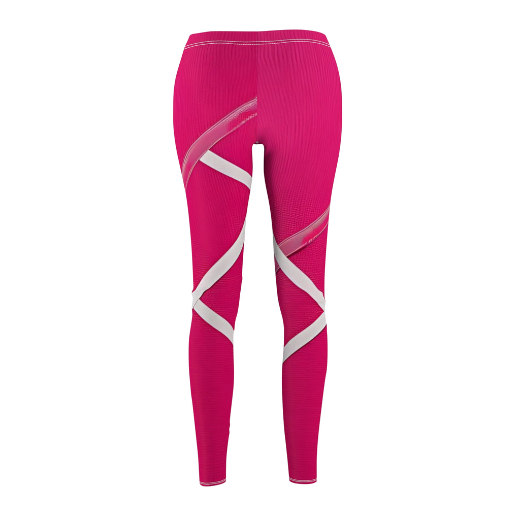 Stylish Women's Cut & Sew Casual Leggings with Unique Design in Bright Pink
