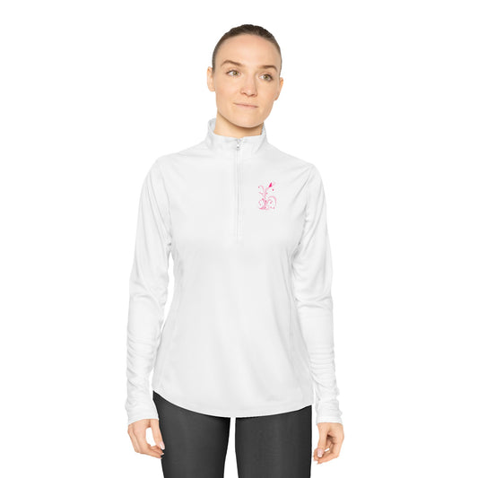 Ladies Floral Quarter-Zip Pullover - Lightweight Activewear for Sports & Leisure