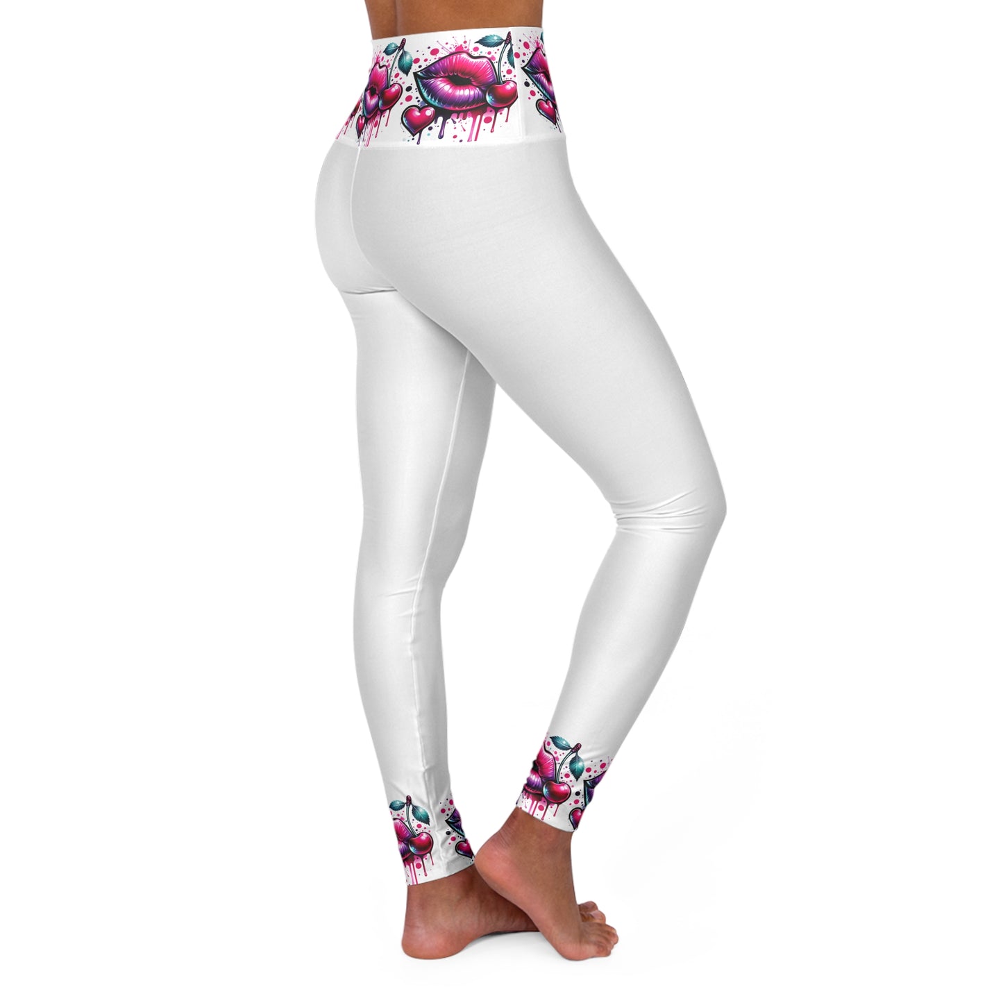 Artistic High Waisted Yoga Leggings - Trendy Workout Wear with Unique Design