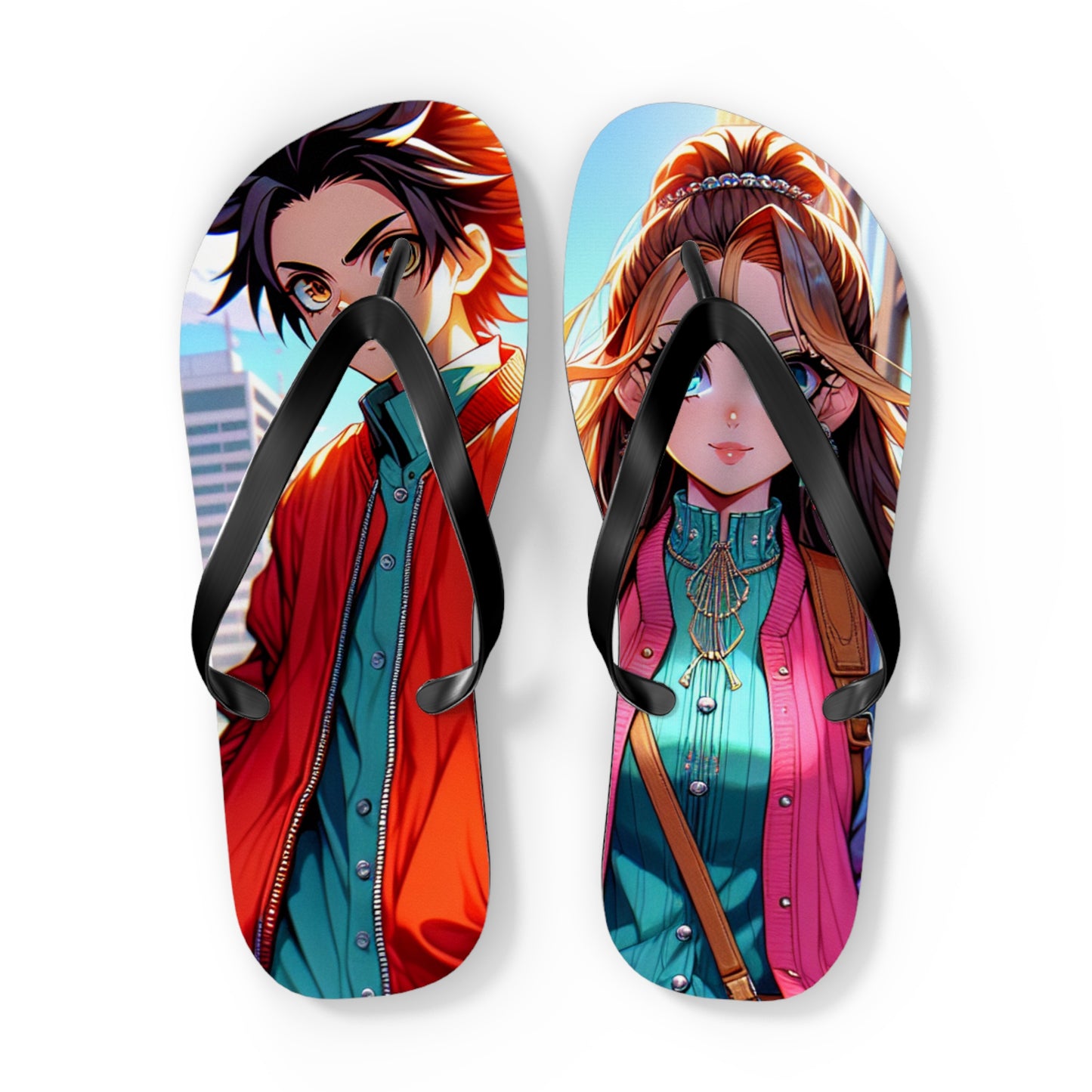 Anime-Inspired Flip Flops, Summer Beach Footwear, Fun Casual Sandals, Unique Gifts for Anime Fans, Vibrant Flip Flops for Beach Trips