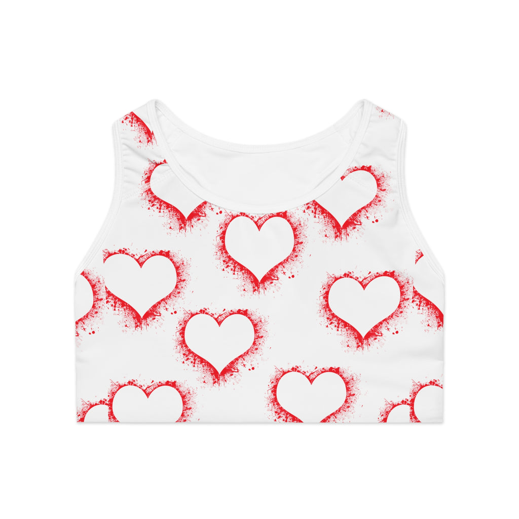 Heart Print Sports Bra - Stylish & Motivational Workout Gear