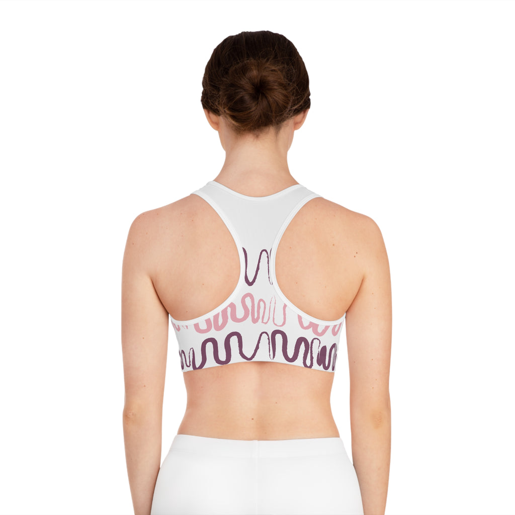 Abstract Waves Sports Bra - Stylish Athletic Wear for Yoga and Fitness