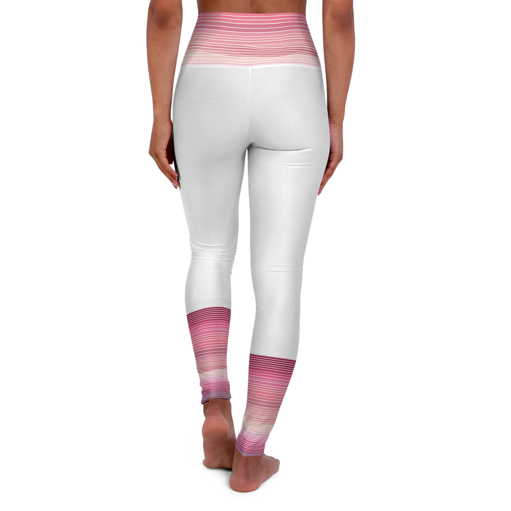 Yoga Leggings - Pink Horizontal Lines Design
