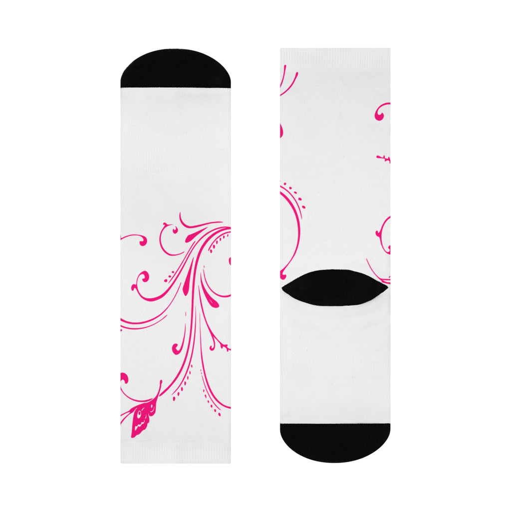 Stylish Floral Cushioned Crew Socks for Comfort and Style