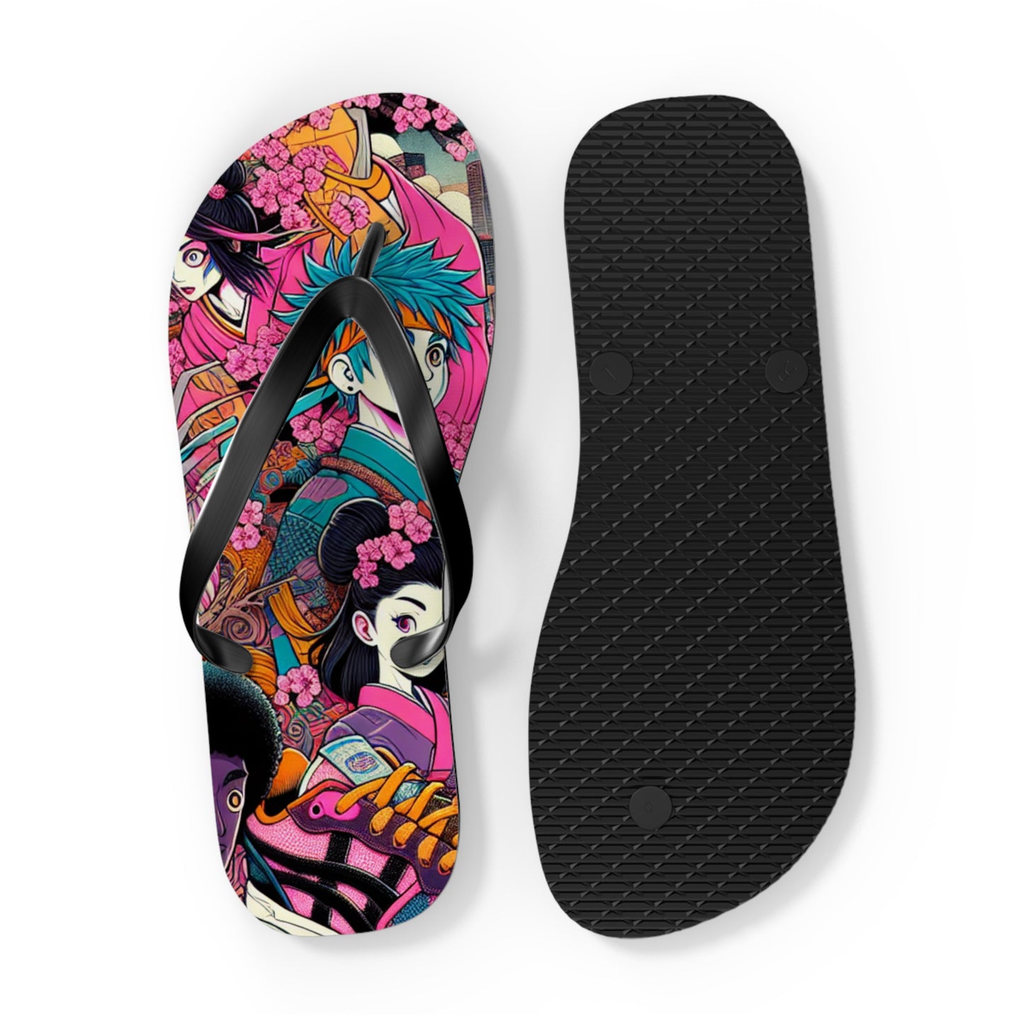 Colorful Artistic Flip Flops, Summer Beach Footwear, Cute Vacation Sandals, Trendy Beachwear, Gift for Her